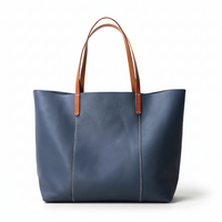 Large Cowhide Tote Bag – Colorblock Leather Shoulder Bag