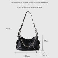 Black Leather Moto Tote – Shoulder & Chain Bag