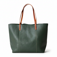 Large Cowhide Tote Bag – Colorblock Leather Shoulder Bag