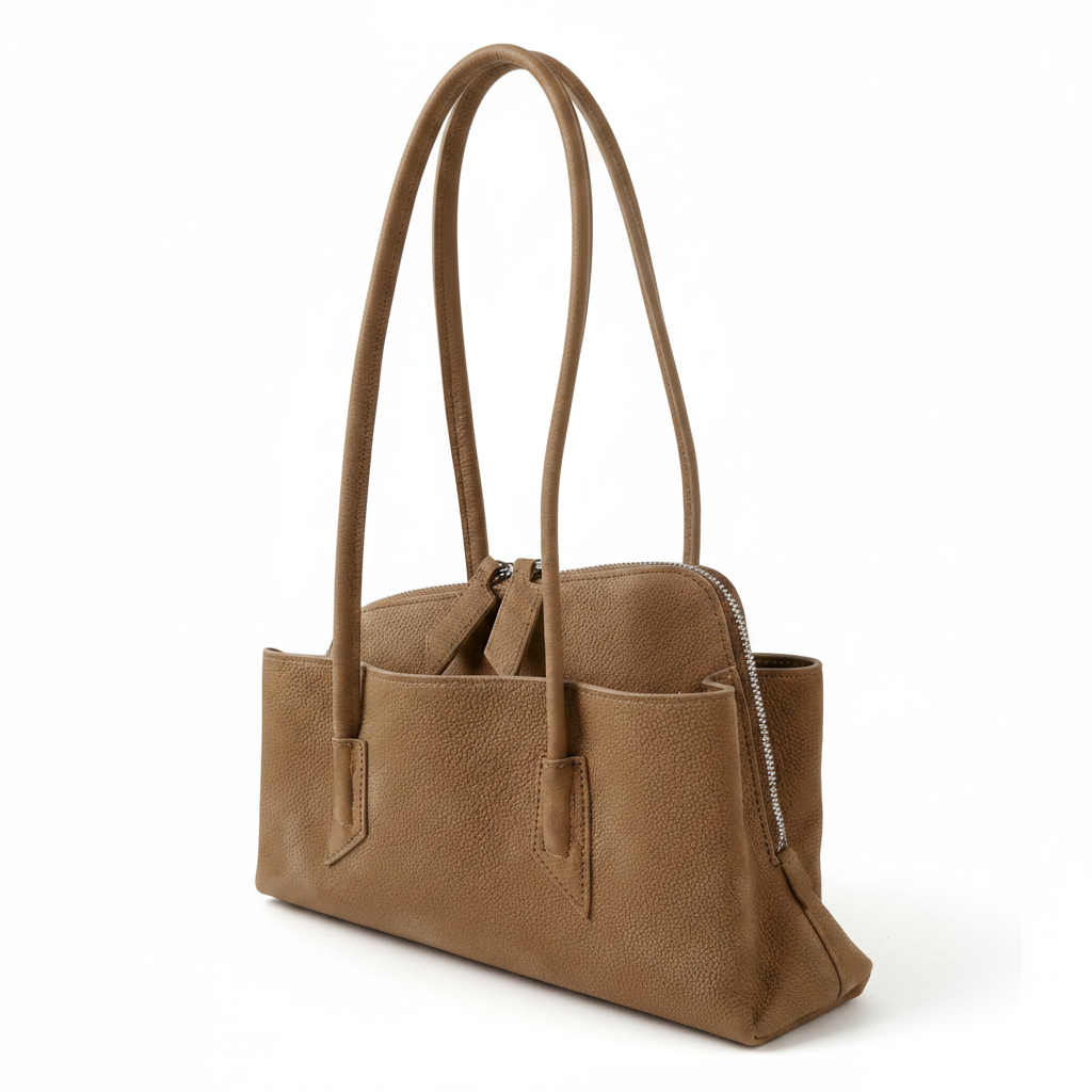 Suede Leather Tote Bag – Asymmetrical Shoulder Bag
