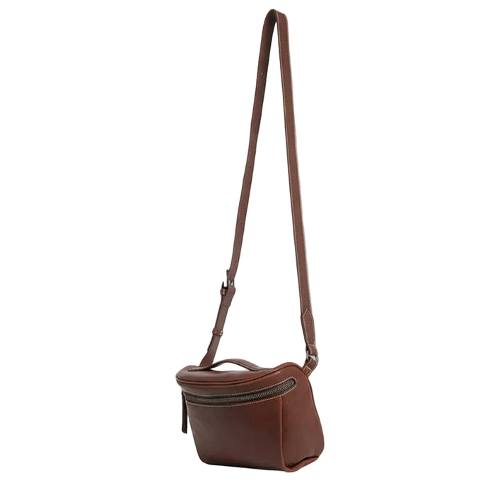 Vintage Top-Grain Leather Crossbody Bag – Handmade Saddle Bag for Women