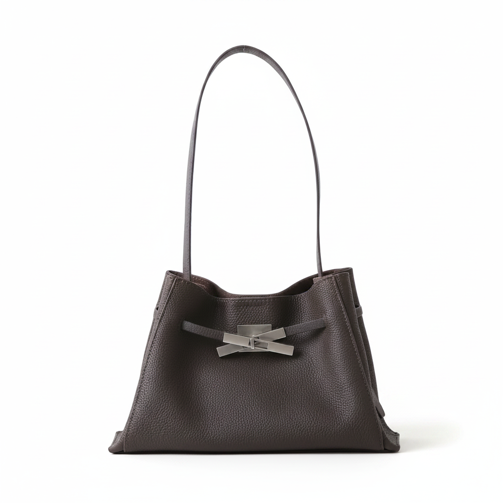 Mini Pebbled Leather Tote Bag – Structured Minimalist Shoulder Bag