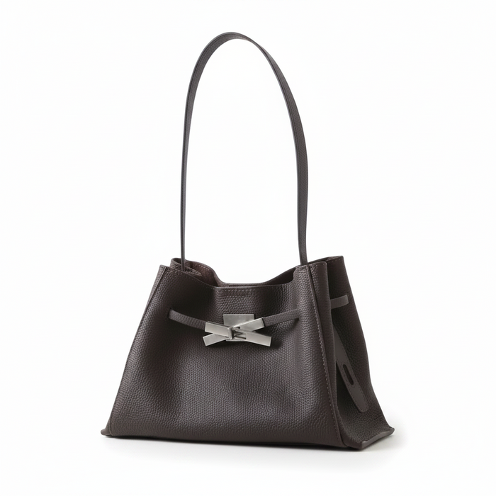 Mini Pebbled Leather Tote Bag – Structured Minimalist Shoulder Bag