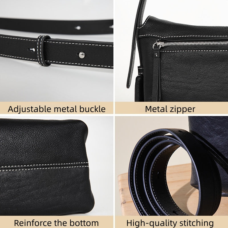 Full Grain Leather Small Crossbody Bag – Adjustable Shoulder & Top Handle