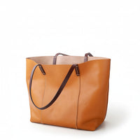Large Cowhide Tote Bag – Colorblock Leather Shoulder Bag