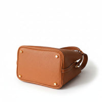 Pebbled Leather Bucket Bag – Soft Cowhide Mini Handbag