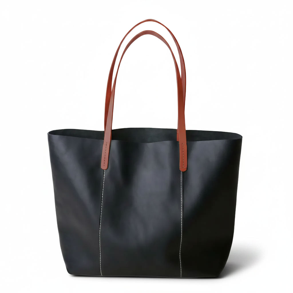 Large Cowhide Tote Bag – Colorblock Leather Shoulder Bag