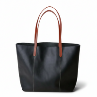 Large Cowhide Tote Bag – Colorblock Leather Shoulder Bag