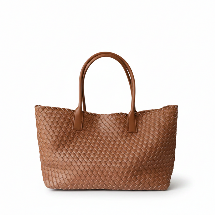 Woven Leather Tote Bag Large Capacity Shopping Shoulder Bag