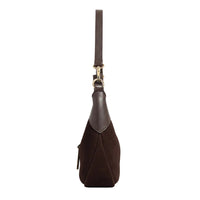 Women’s Suede Crescent Bag – Genuine Leather Shoulder & Crossbody