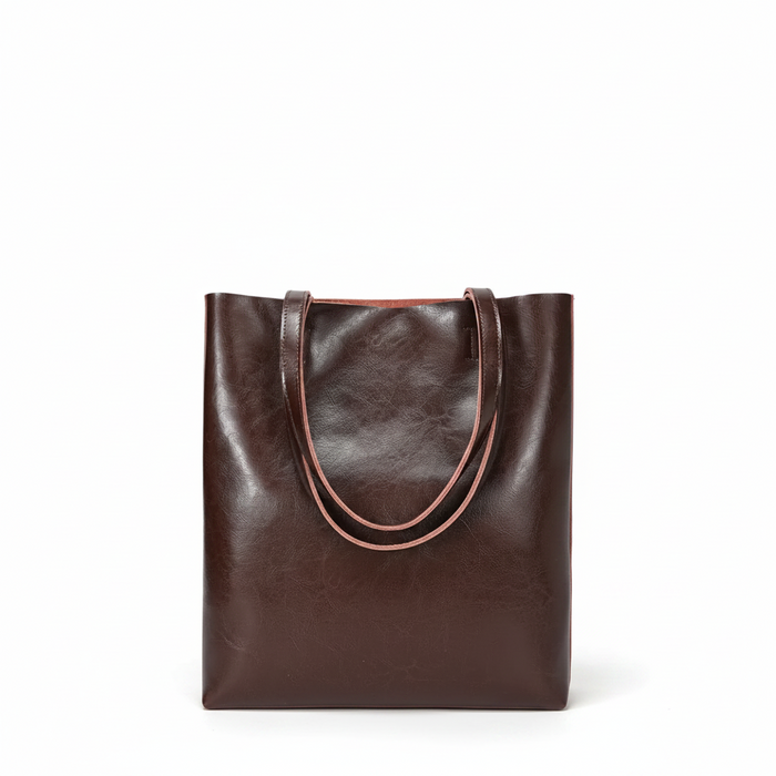 Waxed Cowhide Tote Bag – Large Capacity Shoulder Bag