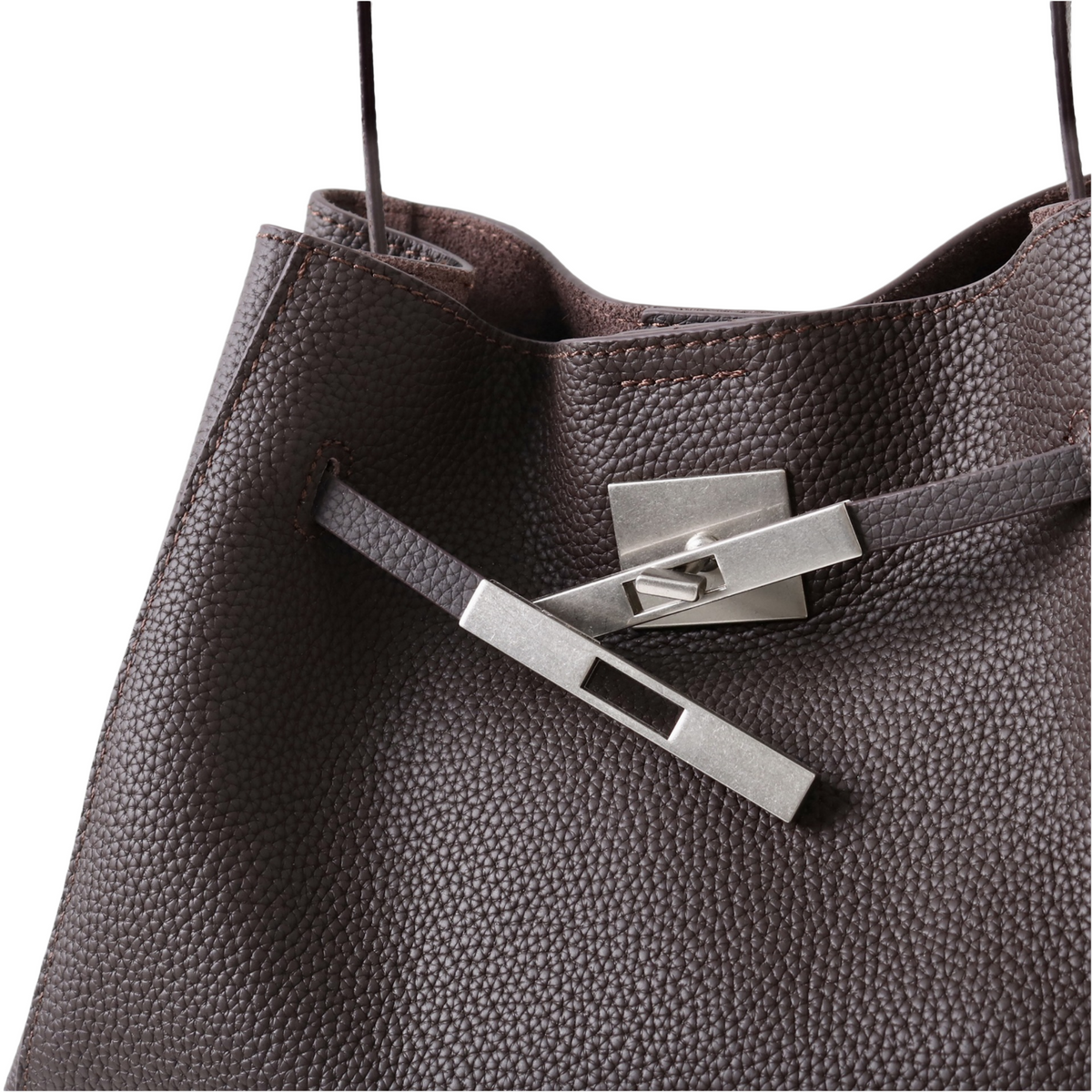 Mini Pebbled Leather Tote Bag – Structured Minimalist Shoulder Bag