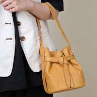 Women’s Full Grain Leather Bucket Bag – Handmade Shoulder & Crossbody Bag