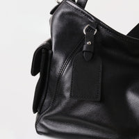 Black Leather Moto Tote – Shoulder & Chain Bag