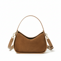 Suede Leather Shoulder Bag – Colorblock Crossbody