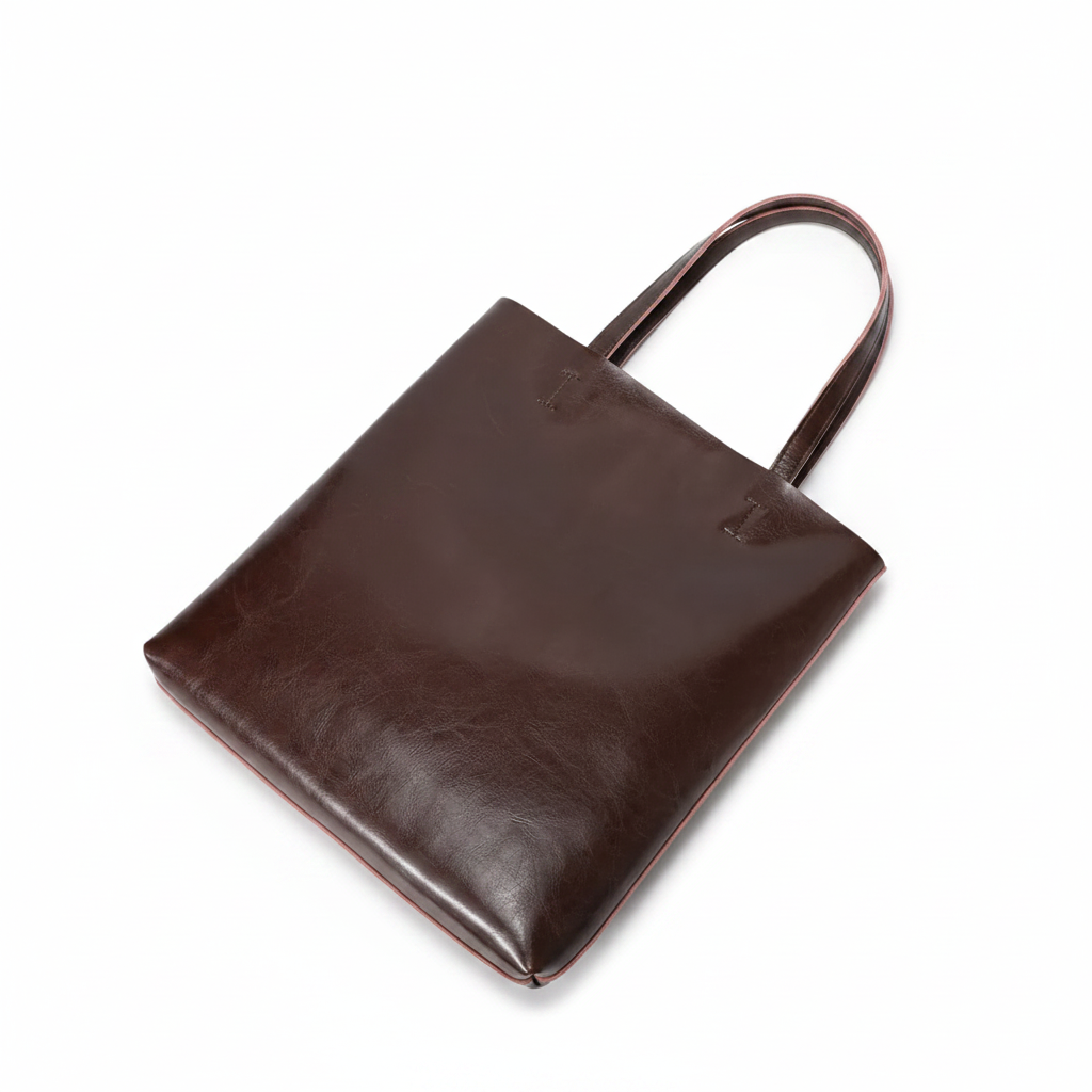 Waxed Cowhide Tote Bag – Large Capacity Shoulder Bag