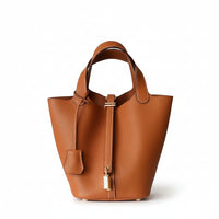 Pebbled Leather Bucket Bag – Soft Cowhide Mini Handbag