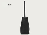 Women’s Genuine Leather Bucket Tote – Togo Cowhide Shoulder Bag