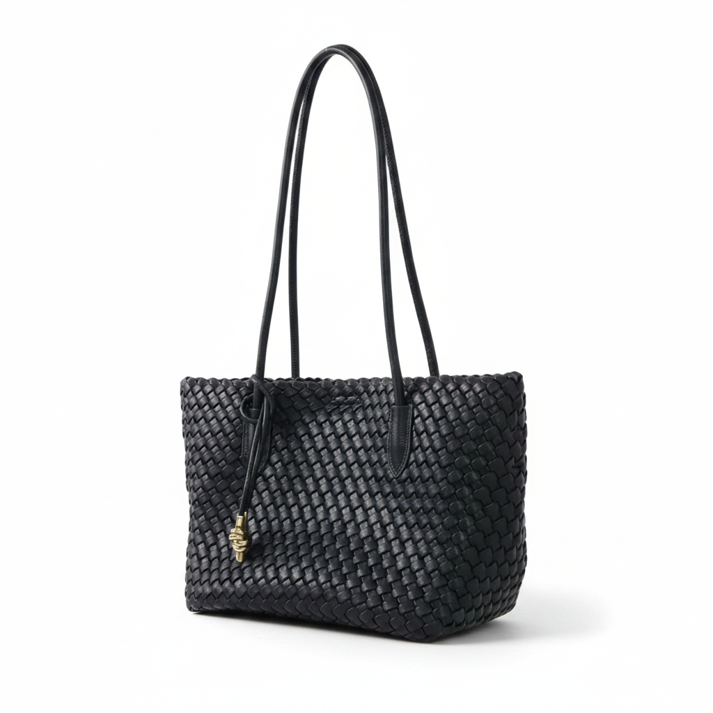 Woven Leather Tote Bag – Large Capacity Shoulder Bag