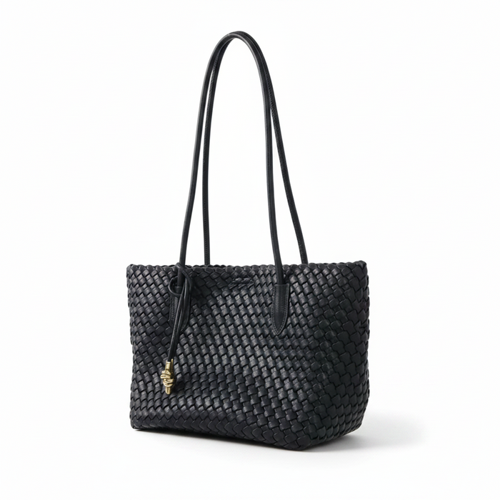 Woven Leather Tote Bag – Large Capacity Shoulder Bag