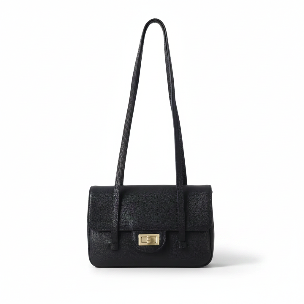 Pebbled Leather Mini Shoulder Bag – Structured Square