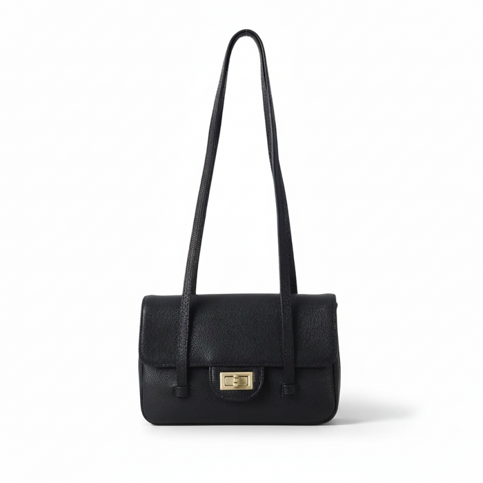 Pebbled Leather Mini Shoulder Bag – Structured Square