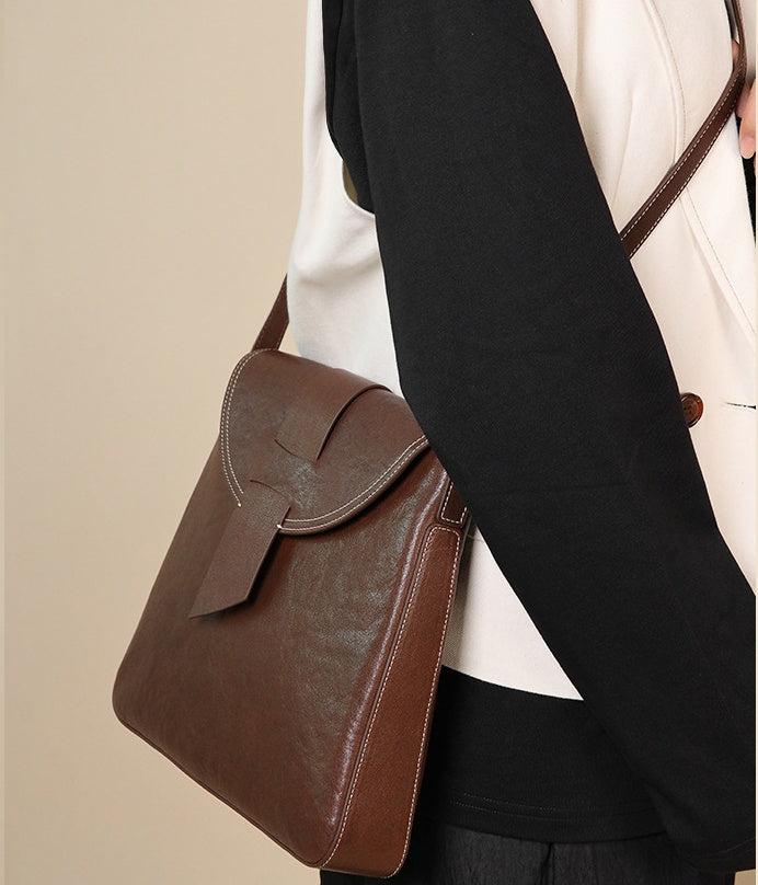 Women’s Genuine Leather Crossbody Bag – Coffee Shoulder Bag