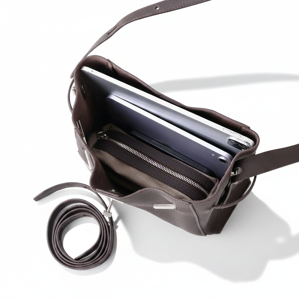Mini Pebbled Leather Tote Bag – Structured Minimalist Shoulder Bag