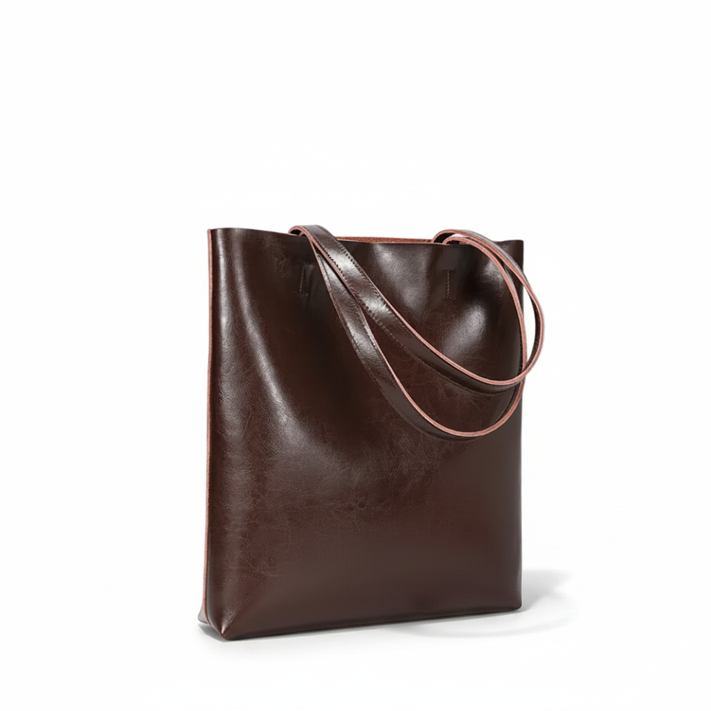 Waxed Cowhide Tote Bag – Large Capacity Shoulder Bag