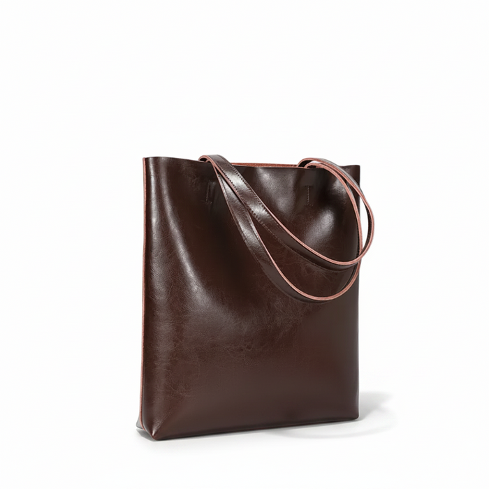 Waxed Cowhide Tote Bag – Large Capacity Shoulder Bag