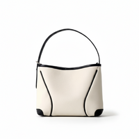 Color-Block Leather Bucket Bag – Shoulder & Handbag