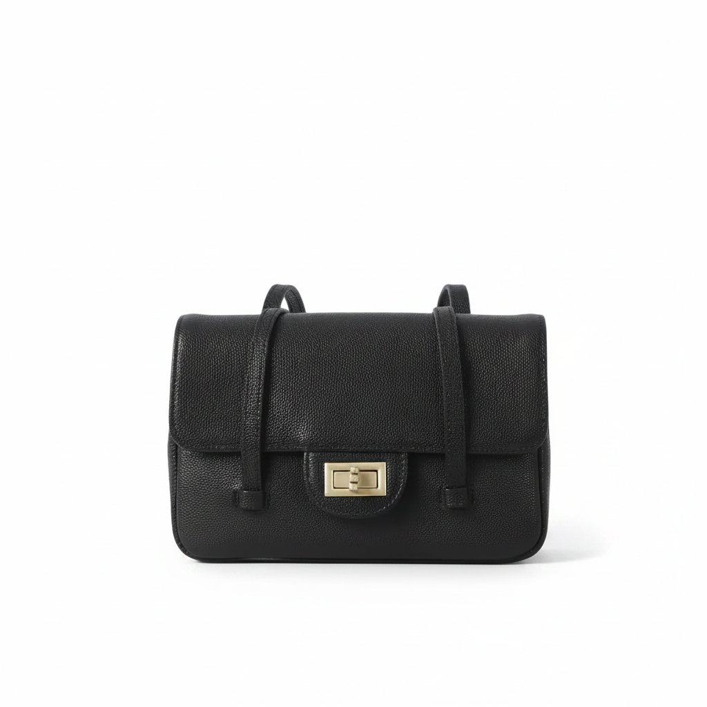 Pebbled Leather Mini Shoulder Bag – Structured Square