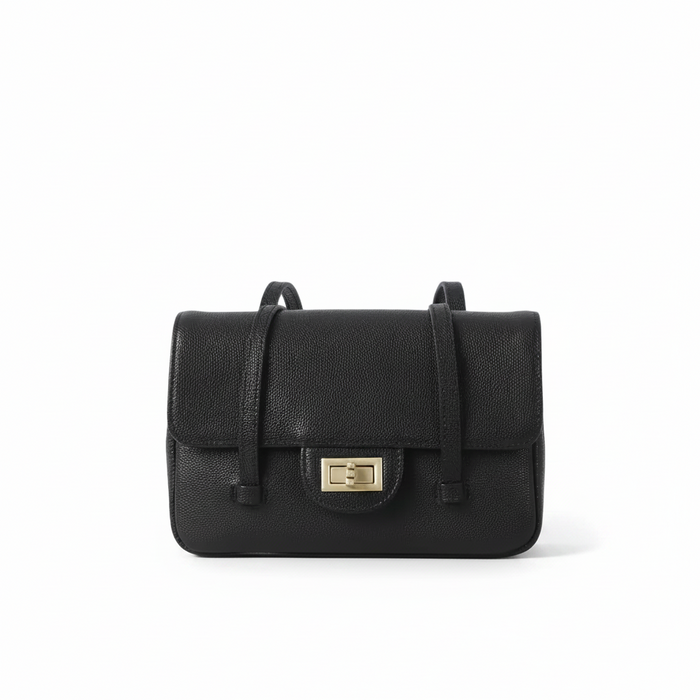 Pebbled Leather Mini Shoulder Bag – Structured Square