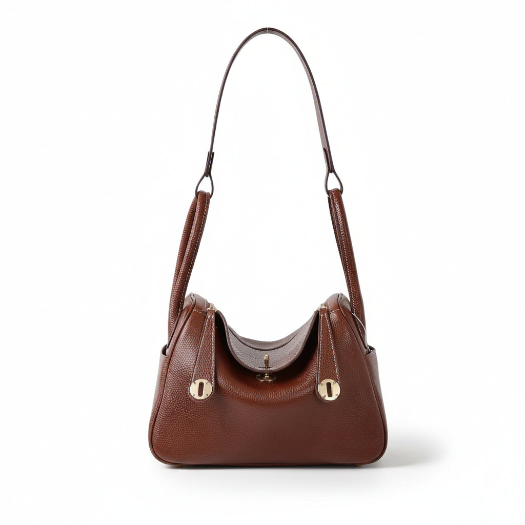 Top-Grain Leather Bucket Bag – Vintage Shoulder & Handbag