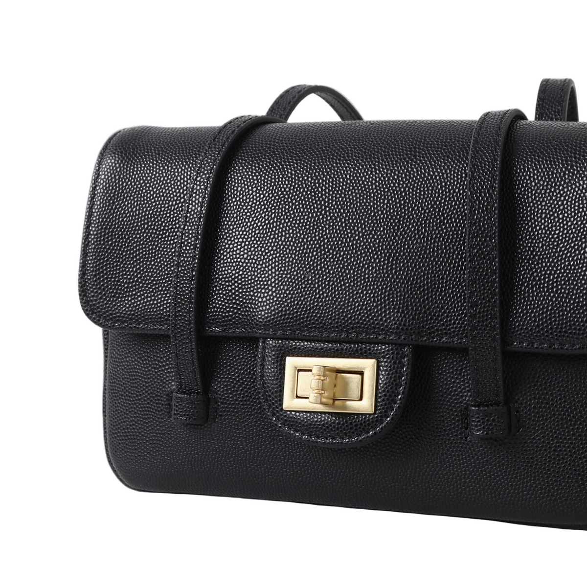 Pebbled Leather Mini Shoulder Bag – Structured Square