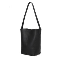 Women’s Genuine Leather Bucket Tote – Togo Cowhide Shoulder Bag