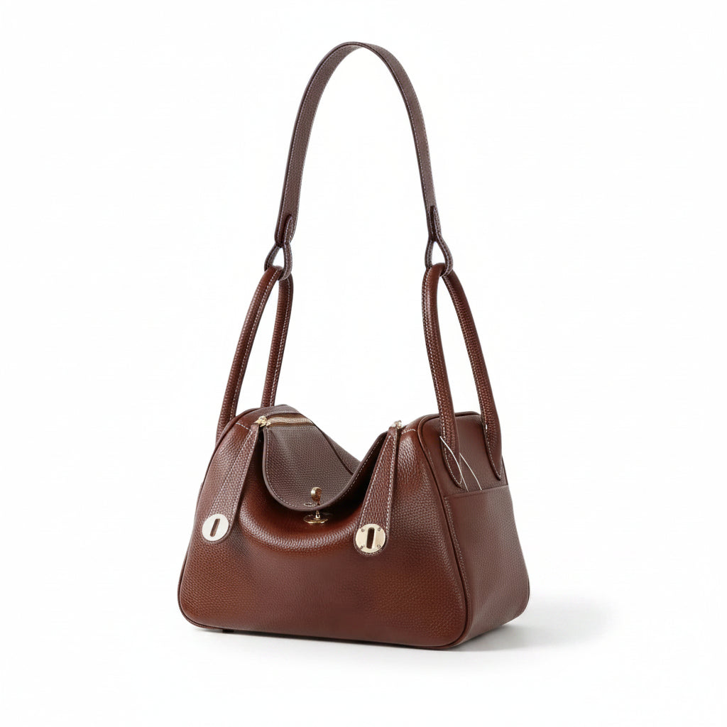 Top-Grain Leather Bucket Bag – Vintage Shoulder & Handbag