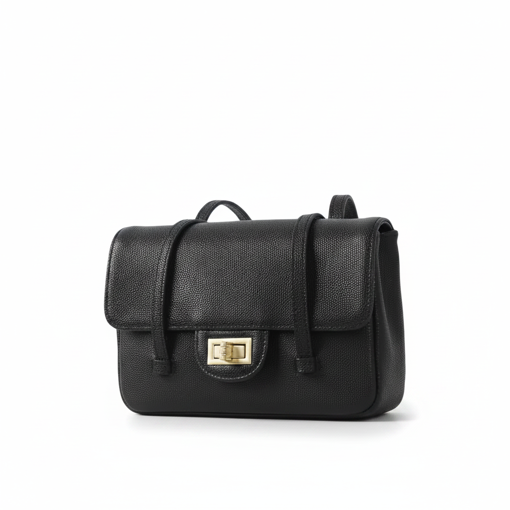 Pebbled Leather Mini Shoulder Bag – Structured Square