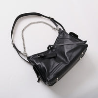 Black Leather Moto Tote – Shoulder & Chain Bag