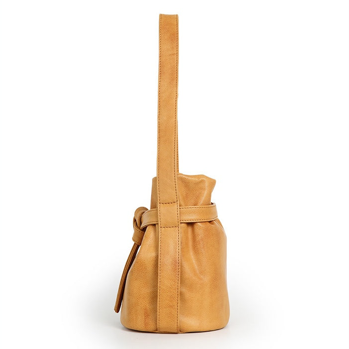 Women’s Full Grain Leather Bucket Bag – Handmade Shoulder & Crossbody Bag