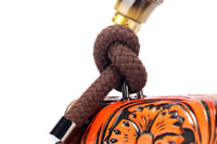 Vintage Floral Top Handle Leather Bag for Women