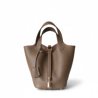 Pebbled Leather Bucket Bag – Soft Cowhide Mini Handbag