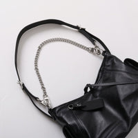 Black Leather Moto Tote – Shoulder & Chain Bag