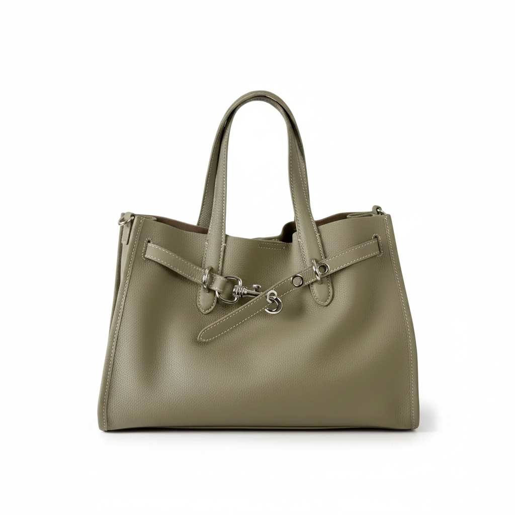 Top-Grain Leather Drawstring Tote – Large Commuter Bag
