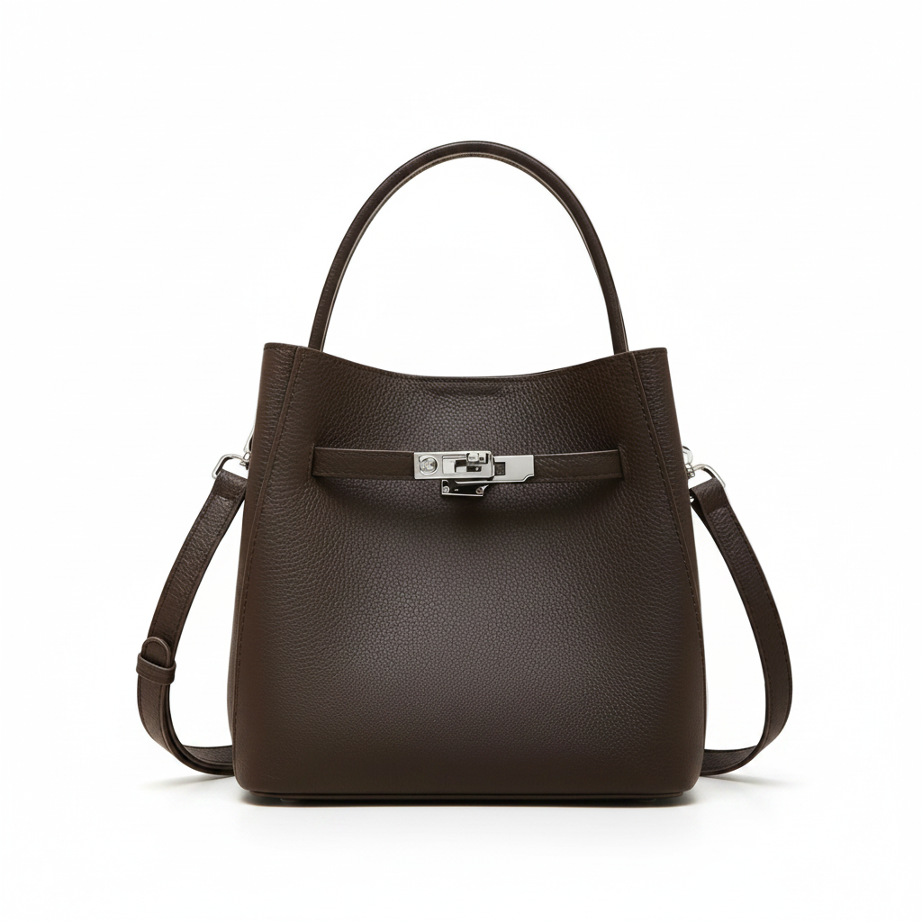 Cowhide Bucket Bag – Minimal Shoulder Crossbody