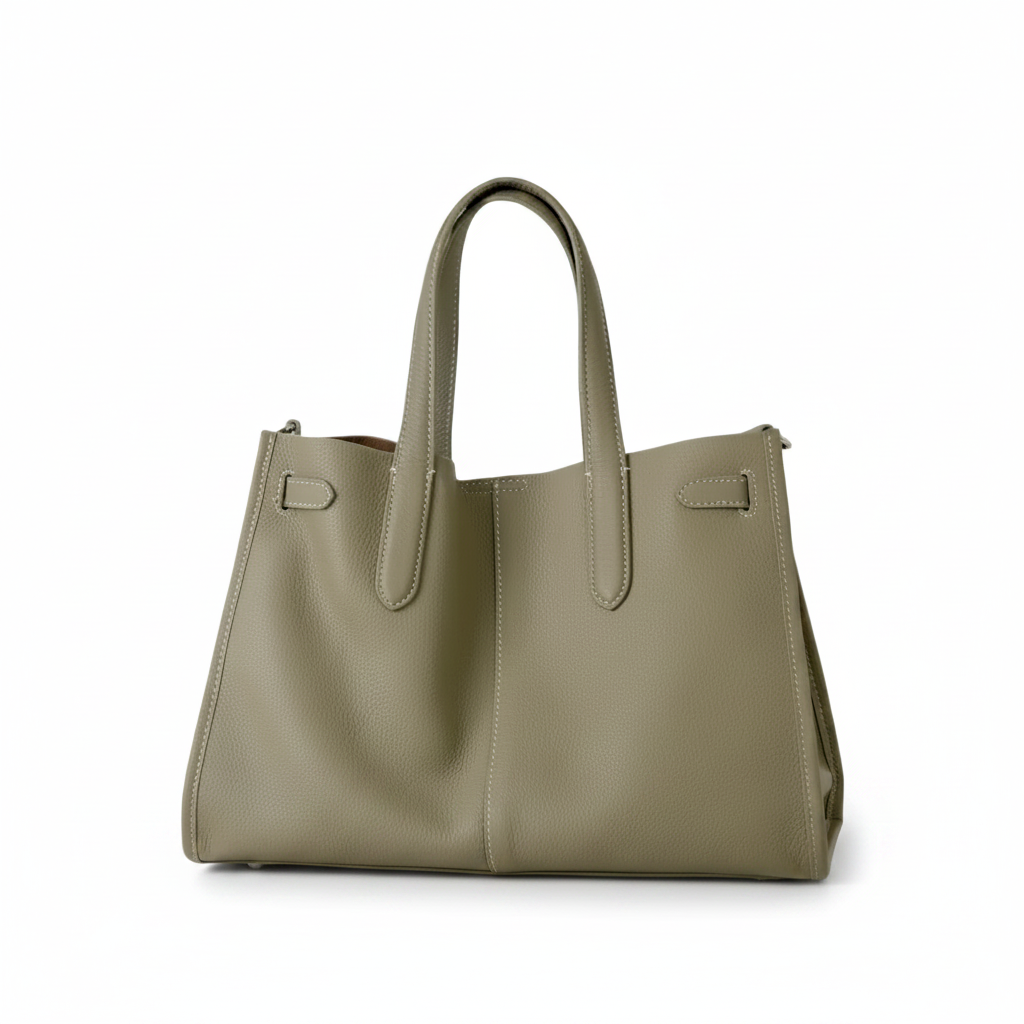 Top-Grain Leather Drawstring Tote – Large Commuter Bag