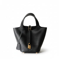 Pebbled Leather Bucket Bag – Soft Cowhide Mini Handbag