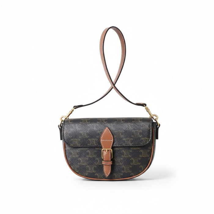 Vintage Monogram Saddle Shoulder Bag – Compact Leather Crossbody