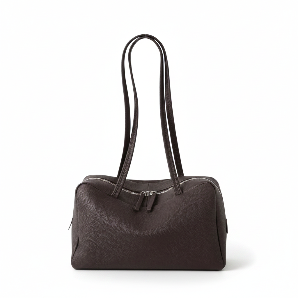 Pebbled Cowhide Boston Bag – Minimal Shoulder Tote