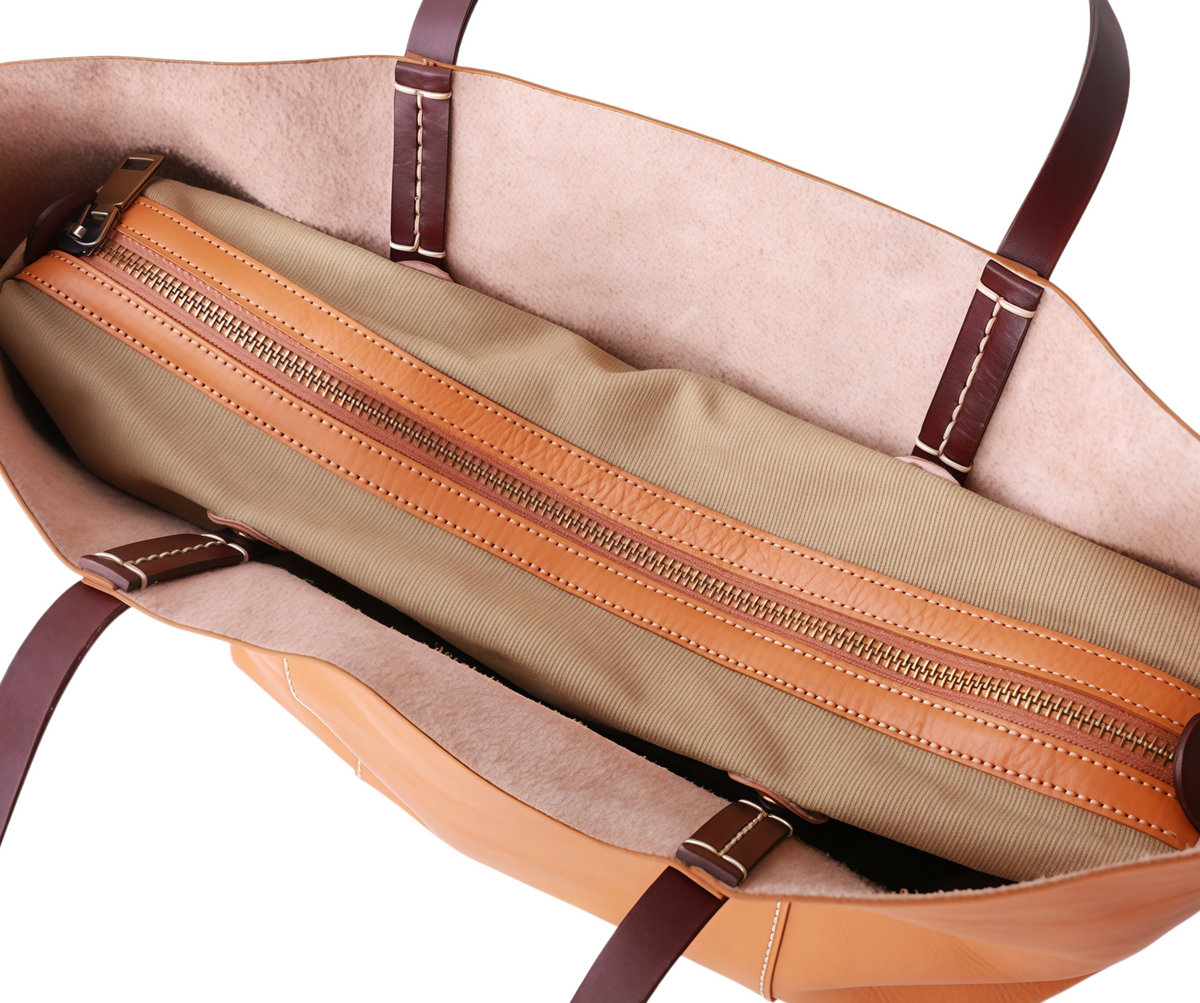 Large Cowhide Tote Bag – Colorblock Leather Shoulder Bag
